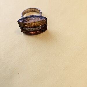 Amber Tone Double Stone Ring